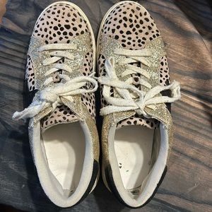 Leopard shoes with Glitter Gold and black stars 9